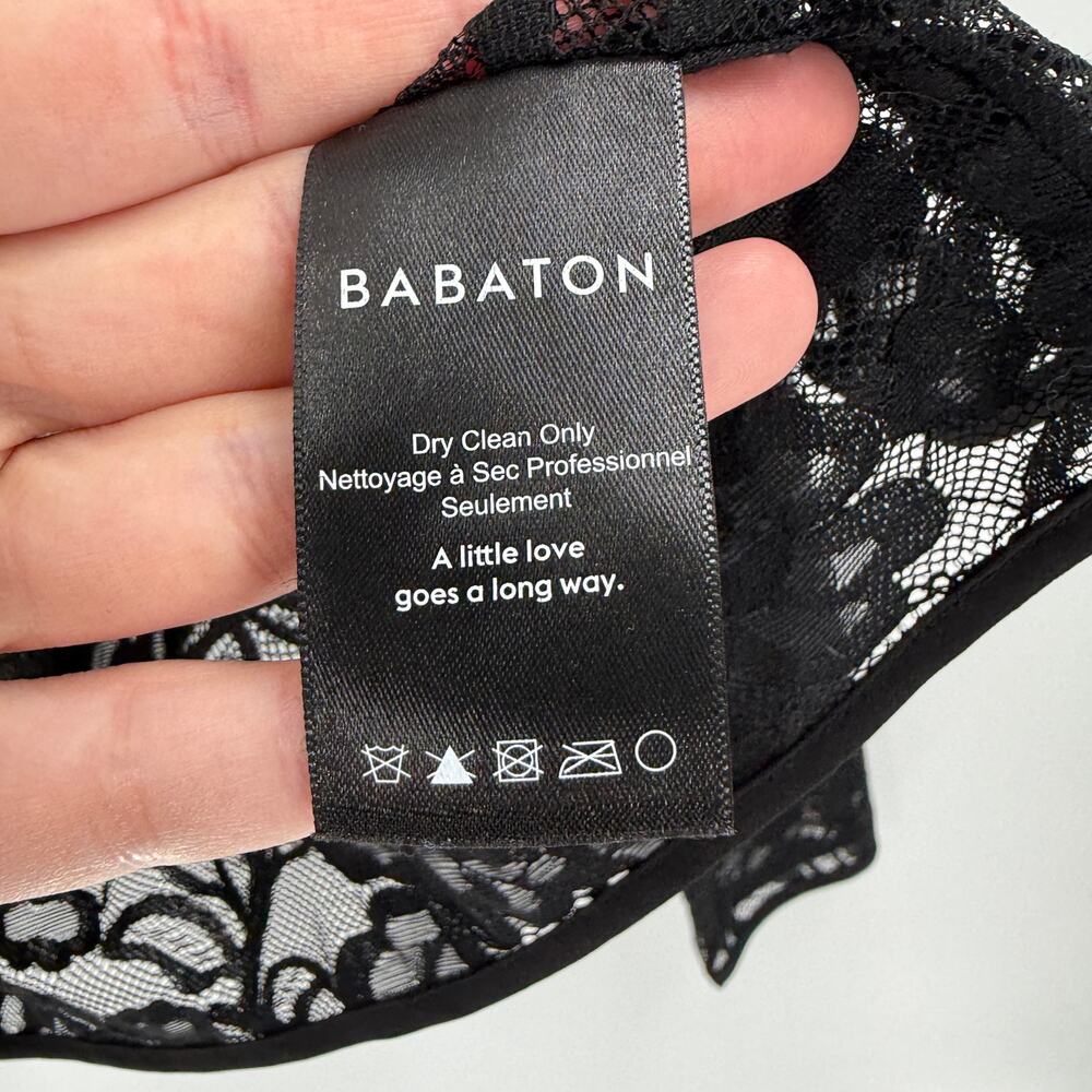 Babaton Black Sheer Lace Floral Blouse Goth Coquette Y2K Top S - Picture 6 of 8